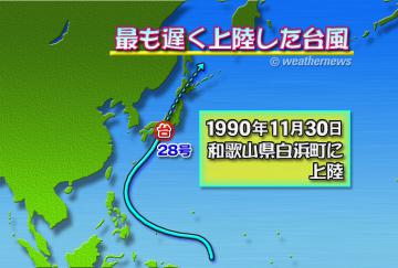 最も遅く上陸した台風