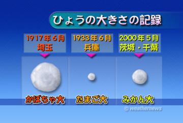 ひょうの大きさの記録