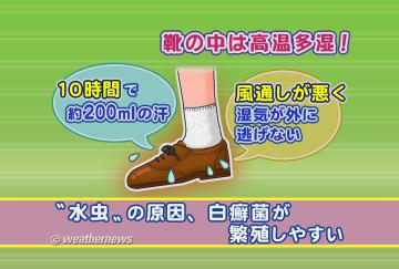 靴の中は高温多湿