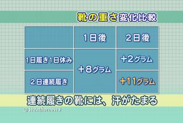 靴の重さ変化比較